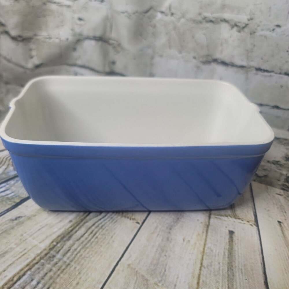 Hall Westinghouse Bread Form Loaf Blue Casserole Ovenware Art Deco No Lid VTG